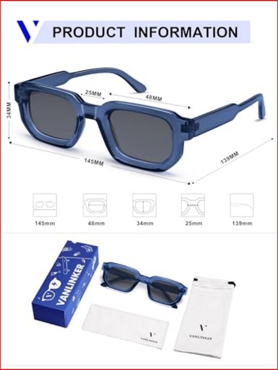 Retro Chunky Rectangle Sunglasses with UV400 Protection main image 5